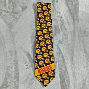 Vintage San Francisco 49ers Tie Mens Yellow Red Black Football NFL 90s Game Day